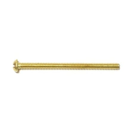 Midwest Fastener #6-32 x 2 in Slotted Round Machine Screw, Plain Brass, 14 PK 62017